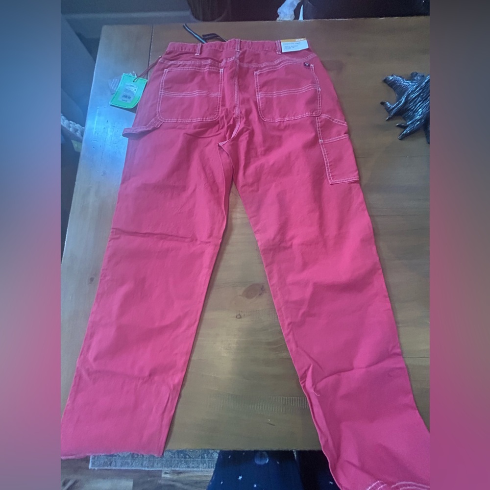 Houston white pink/Red Cargo Pants with Drawstring Waist - Picture 6 of 13